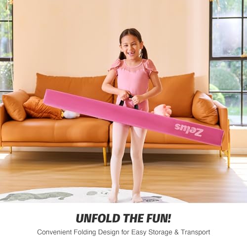 6FT Rainbow Suede Folding Floor Balance Beam For Kids Firm Gymnastics