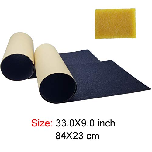 M-jump 2 pcs 33.0" X 9.0" Skateboard Grip Tape Sheets, Bubble Free Waterproof Black Scooter Grip Tapes, Longboard Griptape, Sandpaper for Rollerboard, Stairs, Pedal, Pistol, Wheelchair - Thumbnail 6