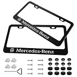 Auto sport 2pcs License Plate Frames with Screw Caps Set Stainless Steel Frame Applicable to US Standard Cars License Plate Fit Benz Accessory