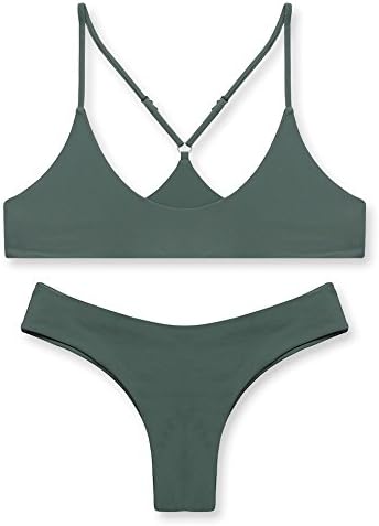 stripsky Brazilian Bottom Bralette Bikini Set, Non-Pad Cross Back Swimsuit for Women