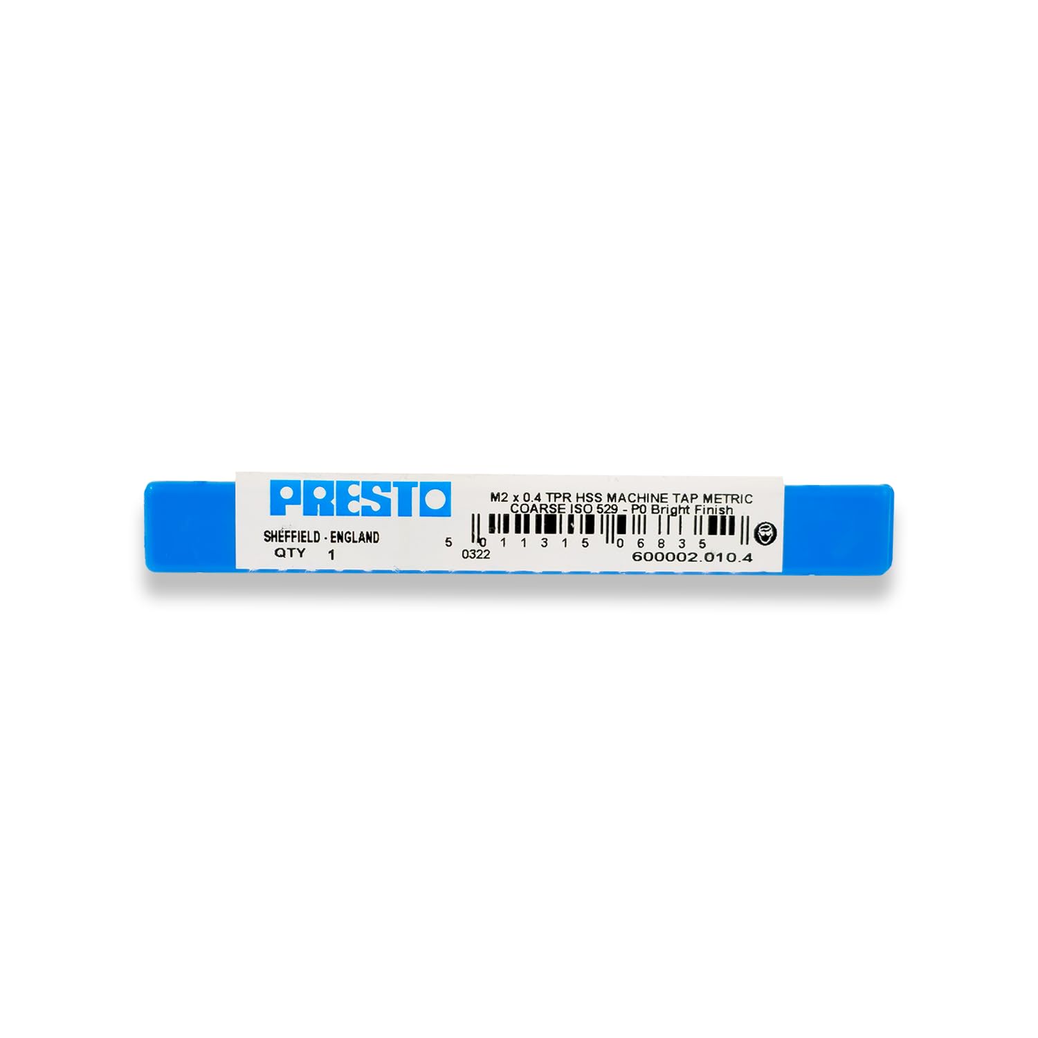 Presto 600002.010.4 M2x0.4 Metric Coarse Hand Tap - First/Taper