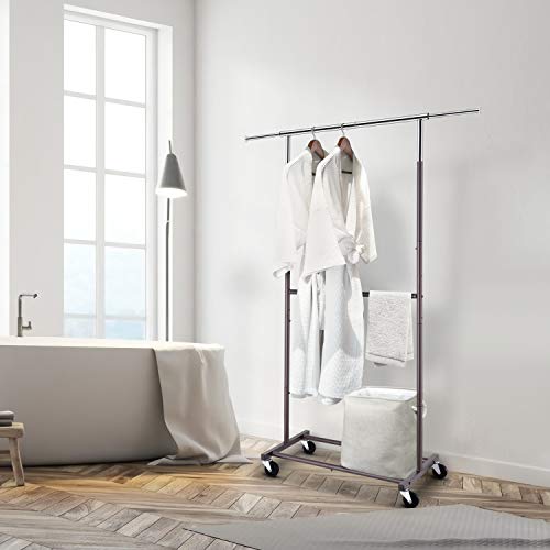 Simple Trending Double Rod Clothing Garment Rack, Rolling Clothes