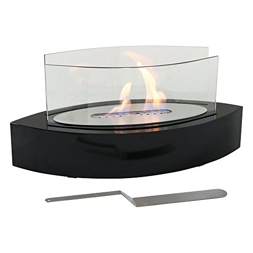 Sunnydaze Barco Tabletop Fireplace, Indoor Ventless Bio Ethanol Fire Pit, Long Lasting Burn Time, Black