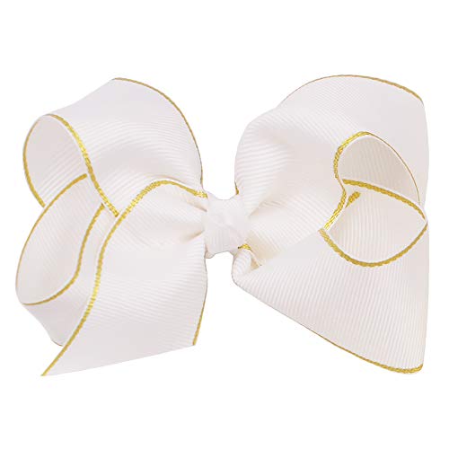 40pcs 4.5inch Gold Edge Bows Clips Boutique Grosgrain Ribbon Hair Bows Alligator Clips for Girls Infants Toddler Kids Children 20 Colors in Pairs Hair Accessories
