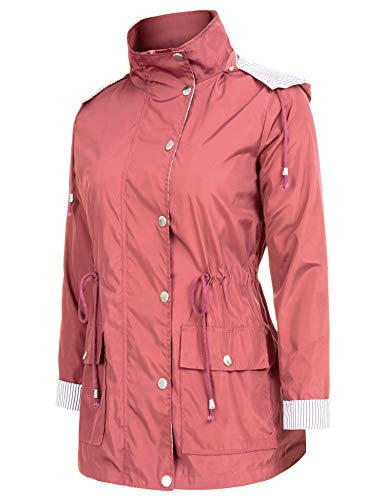 FISOUL Raincoats Waterproof Lightweight Rain Jacket Active Outdoor Hooded Women's Trench Coats Orange
