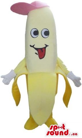 SPOTSOUND Open Banana Fruit in Pink Baseball Cap Mascot US Costume Fancy Dress