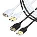 Besgoods USB Extension Cord, 2-Pack USB 2.0 6ft USB Extension Cable Extender Cord - A Male to A Female with Gold-Plated Connectors - Black White