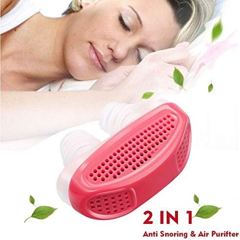 2 in 1 Soft Anti Snoring Device and Air Purifier -Sleep Device Prevent Snoring Clip Breathing Sleep Nose Care Filters- Snoring Solution Nasal Dilator for Breathing (Red)