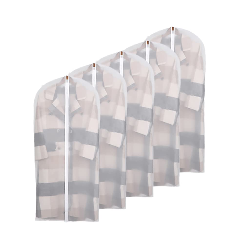 Garment Covers Dustproof Clothes Covers Moth Proof Coat Bag with Zip PEVA Translucent Dress Cover Waterproof Anti-mite Breathable Suit Protector 5pcs (60x120cm)