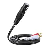 ammoon 1.5m/ 5ft Stereo Audio Splitter Patch Y Cable Cord 1 XLR Female to 2 RCA Male Plug