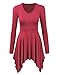 Made By Johnny Women's Solid/Tie Dye V Neck Long Sleeve Pleats Tunic Top S-3XL Plus Size- Made in USA