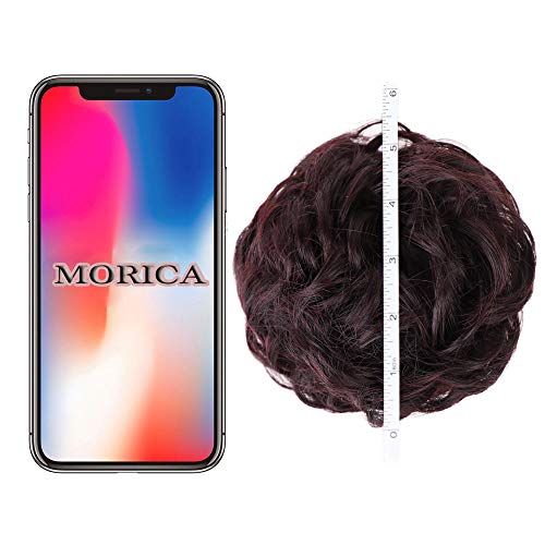 MORICA Messy Bun Hair Scrunchies 2PCS Messy Bun Hair Piece for Women Curly Wavy Scrunchy Updo Bun Extensions(Color:2/99J#) - Thumbnail 4