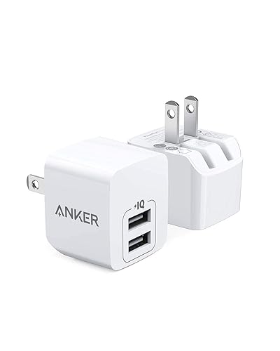Anker 2-Pack Dual Port 12W USB A Charger Block with Foldable Plug