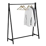 55-Inch Modern Black Heavy Duty Metal Commercial Garment Rack, Retail Clothing Display Stand