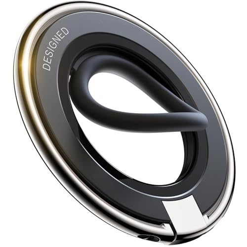 Durable Silicone Ring Mag-safe Phone Grip Holder Kickstand, Magnetic Phone Ring Holder Stand, Compatible with Wireless Charging for iPhone 15 14 13 12/Pro/Max/Plus and Other All Smartphones (Black)