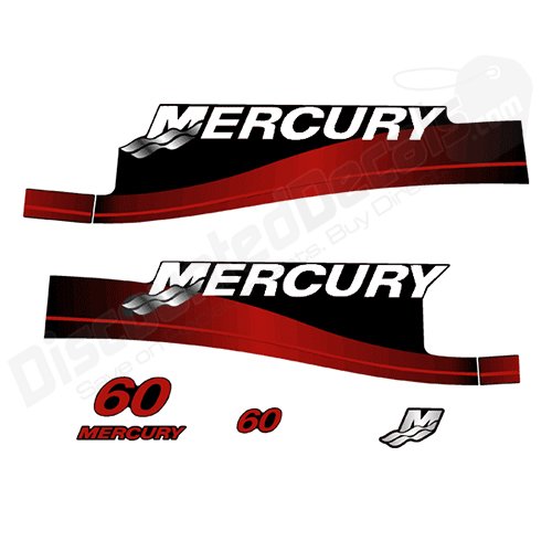 Mercury Outboard 60HP Decal Kit Electric Stickers 2 Stroke 60 HP Red 1999-2006