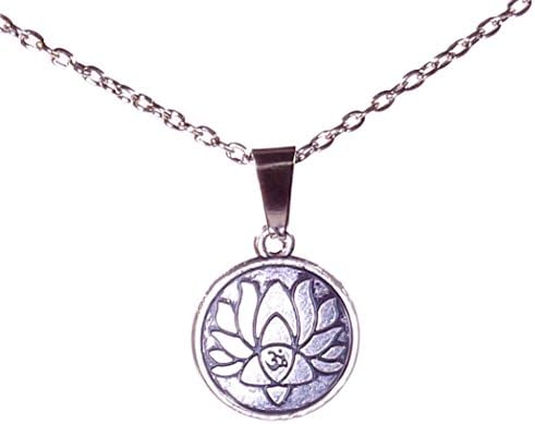 Eco Spirit Jewelry “Eco Friendly” Silver-Tone Om on Lotus Flower Pendant Necklace 17” +2” Ext