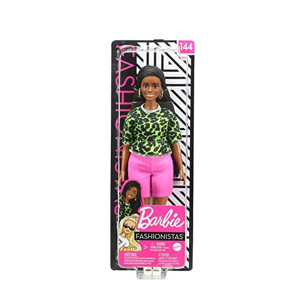 Barbie GHW58 Fashionistas Puppe 144 (brünett) mit grünem Oberteil im Neon-Look – Bild 7