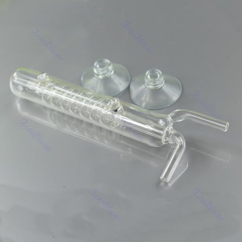TOPSELL Spiral Glass Aquarium Tank CO2 Diffuser Bubble Counter with Suction Cup