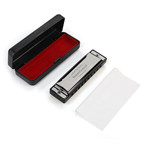 Harmonica, InnerSound Standard Diatonic Harmonica 10 Holes Blues Harp with Case, Key of C, for Blues Rock Country Folk Jazz, Black - Thumbnail 6