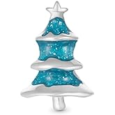GNOCE Blue Christmas Tree Charm Sterling Silver Bead Christmas Charm Fit Bracelet/Necklace for Women Wife/Jewelry Gift