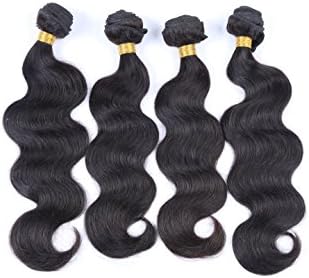 AMAJULIE Brazilian Virgin Hair Body Wave 4 Bundles 100% Unprocessed Human Hair Weave Extensions, Soft Remy Hair