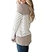 Vemvan Womens Long Sleeve Round Neck T Shirts Color Block Striped Casual Blouses Tops Brown