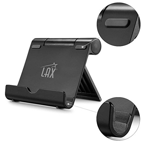 Adjustable Aluminum Tablet Stand for iPad, eReaders, and Smartphones (Black)