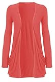 Crazy Girls Womens Boyfriend Pocket Cardigan Jersey Shrug (M/L-US10/12, Coral)