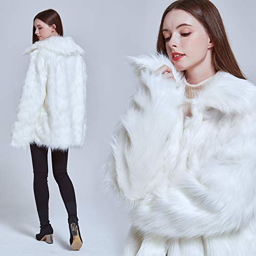 image for Zicac Women's Long Sleeve Faux Fur Jacket Luxury Winter Warm Parka Coa