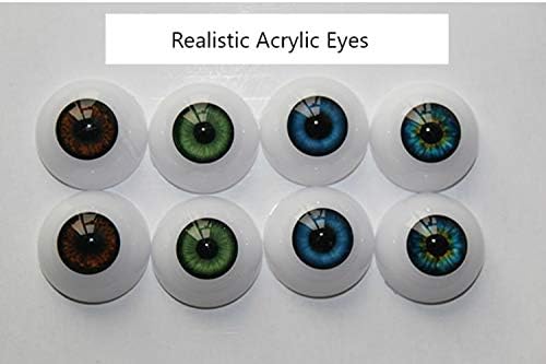 Binxing Toys Pair of Realistic Half Round Acrylic Eyes for Halloween Props, Masks, Dolls or Bears 4 Color 4 Pair 3 Sizes (24mm)