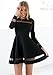 LookbookStore Women's Mesh Black Long Sleeves A Line Skater Dress US 16
