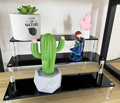 IHOMECOOKER 3 Tier Black Acrylic Display Riser Cupcake Stand Pop Figure Display Shelf for Decoration, Collection, Makeup