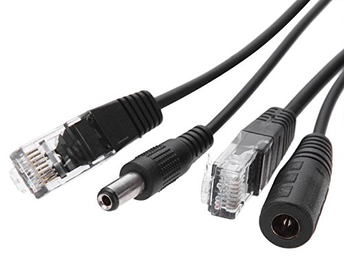 AYA Power Over Ethernet Injector Splitter Cable Adapter Passive PoE Kit 7" (18cm) with DC Connectors