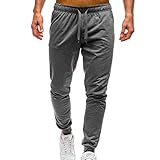 WUAI Clearance Deals,Mens Casual Pants Regular Fit Sports Running Pocket Drawstring Elastic Waist Trousers(Dark Gray,US Size XL = Tag 2XL)