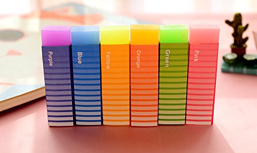Assorted Colors Block Eraser,Pack of 6