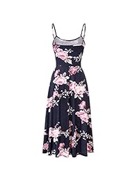 Vestido de verano para mujer, sin mangas, ajustable, sin espalda, sin hombros, casual, estampado floral, playero