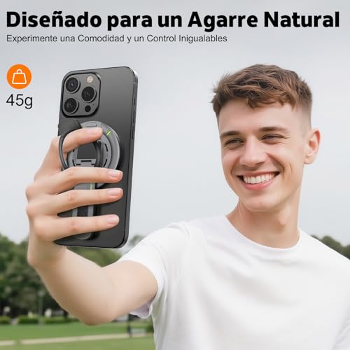 Soporte Magnético para Celular con Anillo, Agarre para Teléfono Mag-safe Mejorado con Imán de Doble Cara, Soporte para Teléfono Compatible con iPhone 17/16/15/14/13/12 Serie, Samsung, Rotación de 360°