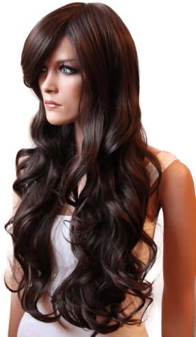 PRETTYSHOP Fashion Lady Wig Long Hair Cosplay Curled Wavy Heat-Resistant Diverse Colors (medium brown 2/30 FP712)