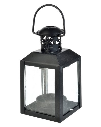 Fantado 4.75" Black Clear Pane Hurricane Candle Lantern by PaperLanternStore