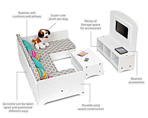 Playtime by Eimmie Furniture Set - Sectional Sofa with Doll Accessories - Furniture Set for 18 Inch Dolls