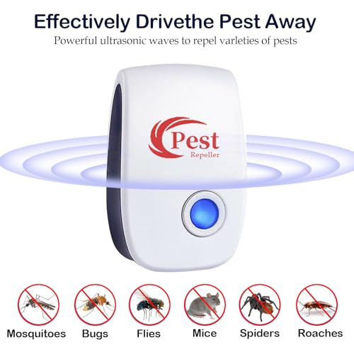 Ultrasonic Pest Repeller, 6 Pack Electronic Pest Control Repeller, Ultrasonic Mosquito Repellent for Anti Mosquitos, Flies, Mice, Cockroaches, Spiders, Rodents
