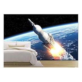 Space Launch System Takes Off. 3D Scene - Removable Wall Mural | Self-Adhesive Large Wallpaper - 66x96 inches