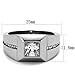 Marimor Jewelry Men's Stainless Steel 316 Cushion Cut Cubic Zirconia Flush Setting Ring Size 10