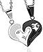 FIBO STEEL Stainless Steel Mens Womens Pendant Necklace Heart Puzzle 22 Inches Chain 2 Pcs a Set