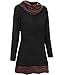 Styleword Women's Long Sleeve Drape Scarf Neck Patchwork Casual Tunic Top(Black,XL)