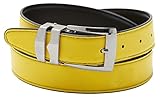 Reversible Belt Bonded Leather Removable Silver-Tone Buckle YELLOW / Black