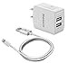 Iphone charger:2 Port USB Wall Charger And Lightning to USB Cable for IPhone 6/6S Plus, 5/5S/SE/5C, IPad, IPod,more