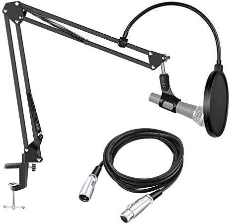 Neewer Microphone Stand Arm with Pop Filter and eight.2 toes XLR Male to Feminine Cable for Condenser Microphone for Studio Recording Broadcasting, Max Load 1 KG (Not for Blue Yeti, Mic Holder Not Included)