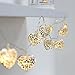 BEIYI Battery Powered String Lights 20 LED Silver Heart-Shape Outdoor Party Fairy Lights for Garden Lawn Christmas Decoration